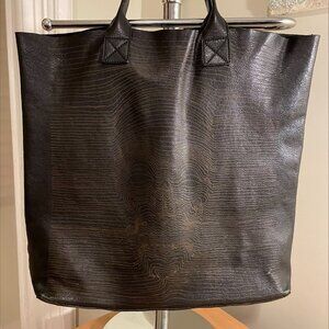 John Varvatos, Brown, Laser-etched Skull Detail Design, Leather Tote
